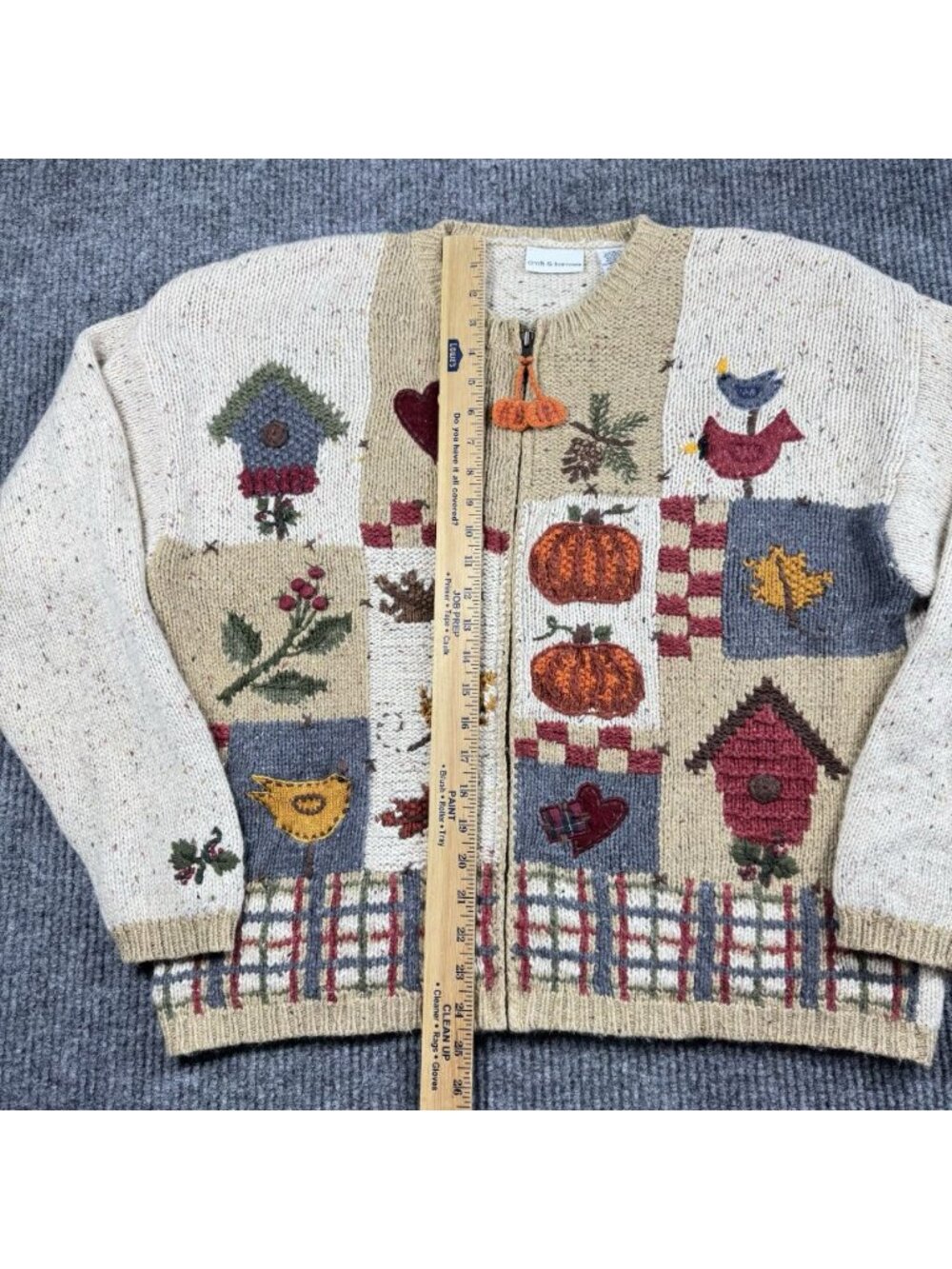 Vintage Croft & Barrow Knit Cardigan Womens XL 90s Autumn Fall Angora Wool Blend - Picture 6 of 8